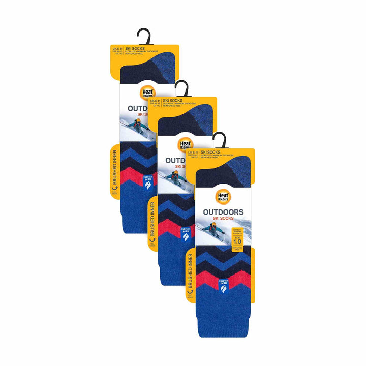 3 Pack Mens Patterned Lightweight Thin 2.3 TOG Thermal Knee High Ski Socks