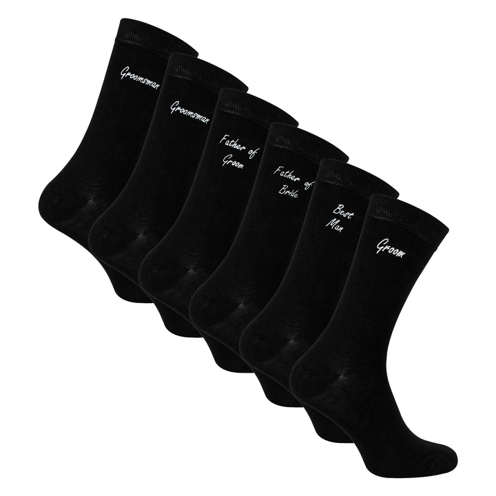 6 Pairs Mens Wedding Socks in Black and Navy with a Giftbox