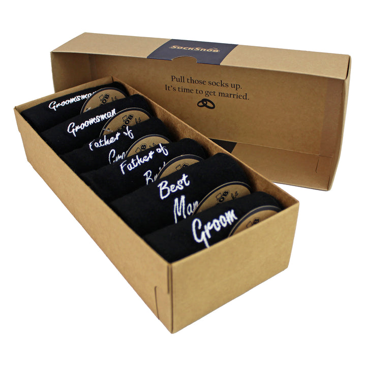 6 Pairs Mens Wedding Socks in Black and Navy with a Giftbox