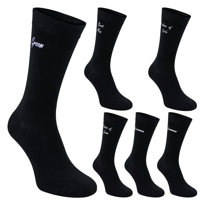6 Pairs Mens Wedding Socks in Black and Navy with a Giftbox