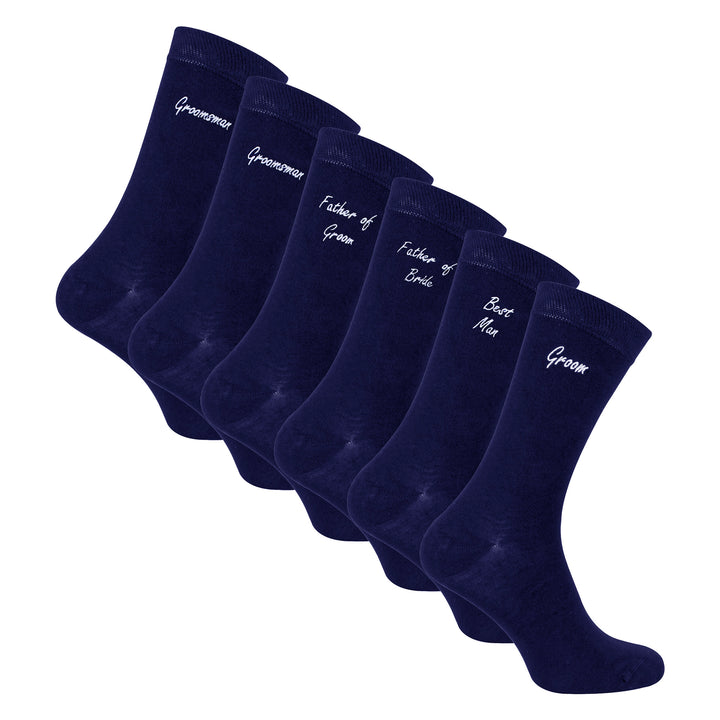6 Pairs Mens Wedding Socks in Black and Navy with a Giftbox