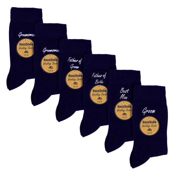 6 Pairs Mens Wedding Socks in Black and Navy with a Giftbox