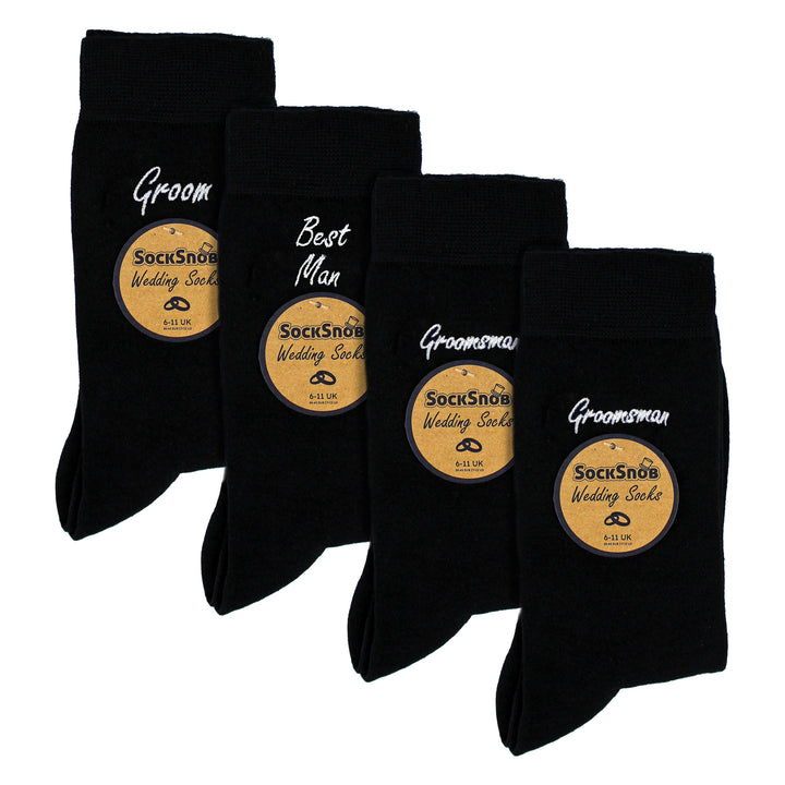 4 Pairs Mens Wedding Socks for Groomsman Groom and Best Man