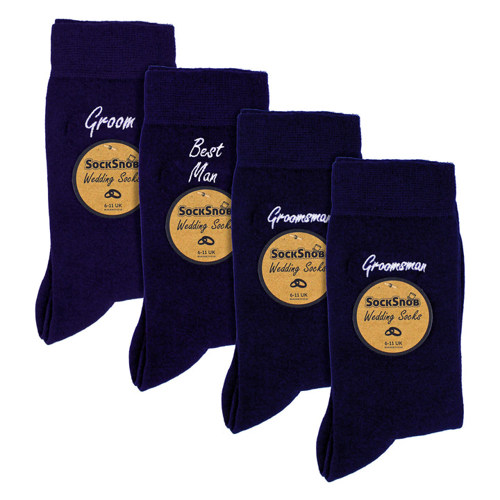 4 Pairs Mens Wedding Socks for Groomsman Groom and Best Man