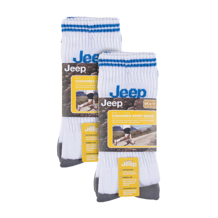 Men's 6 Pack Multipack Cushioned Crew Sport Socks - Outdoor Running