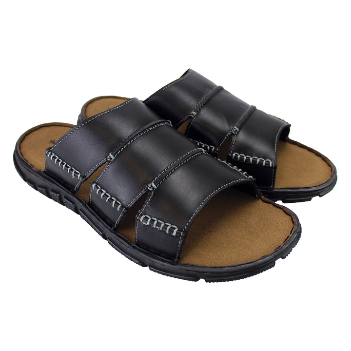 Mens Summer Beach Leather Slip On Slippers