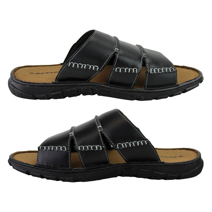 Mens Summer Beach Leather Slip On Slippers