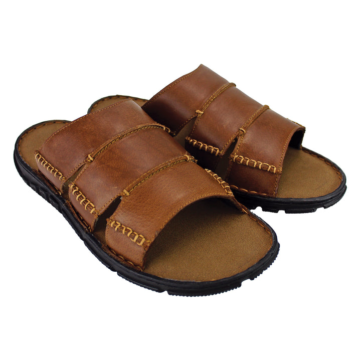 Mens Summer Beach Leather Slip On Slippers