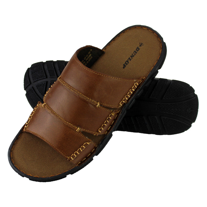 Mens Summer Beach Leather Slip On Slippers