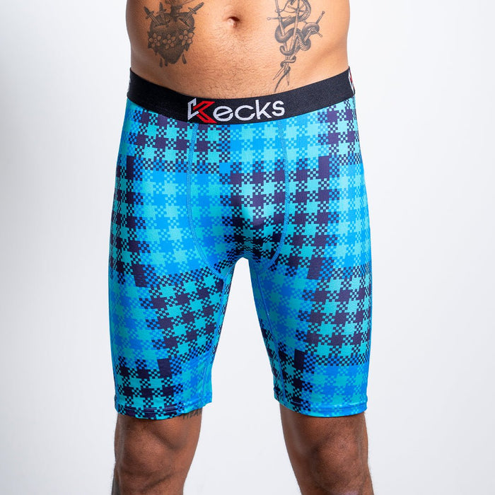 Cyan Plaid Herren-Boxershorts