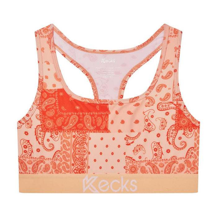 Soutien-gorge de sport à motif cachemire pêche