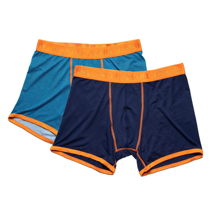 Lot de 2 boxers en bambou - Motif chevrons bleu marine et bleu 