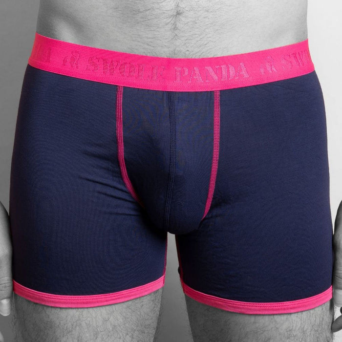 Boxers en bambou - Bleu marine / Bande rose