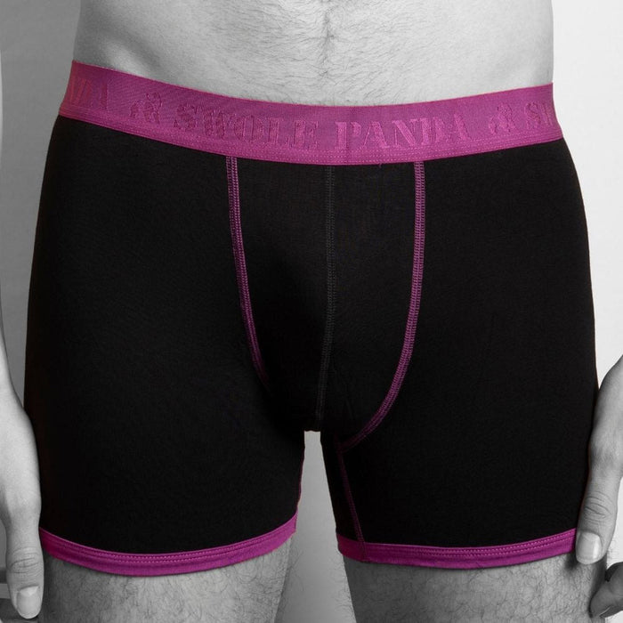 Boxers en bambou - Bande bleu marine/violette