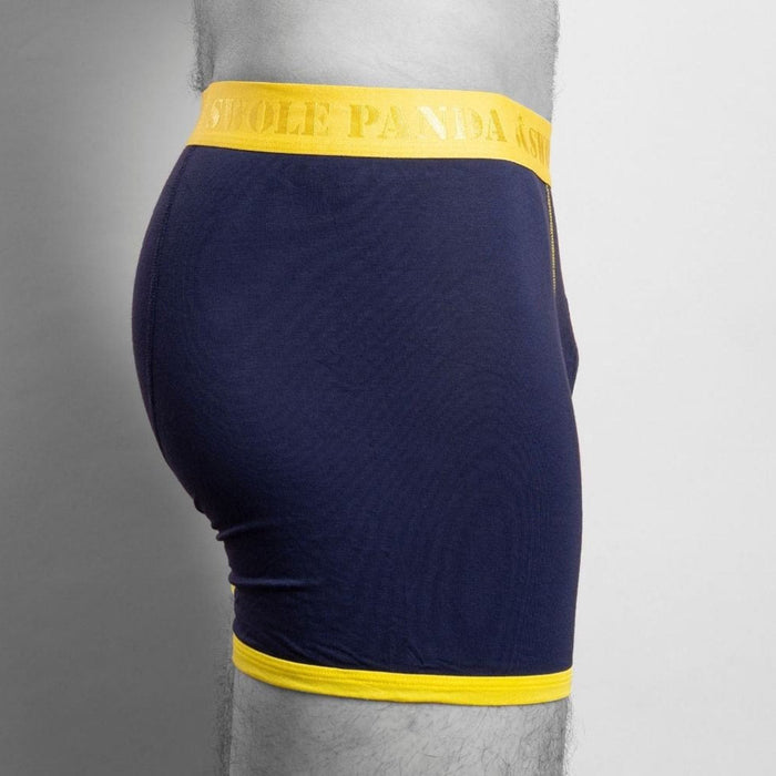 Boxers en bambou - Bande bleu marine/jaune