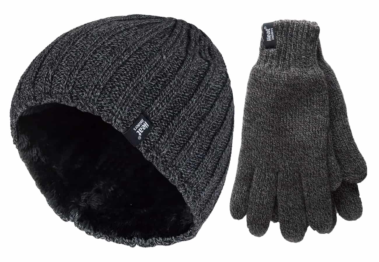 Heat Holders - Mens Warm Thermal Fleece Insulated Winter Hat And Gloves 