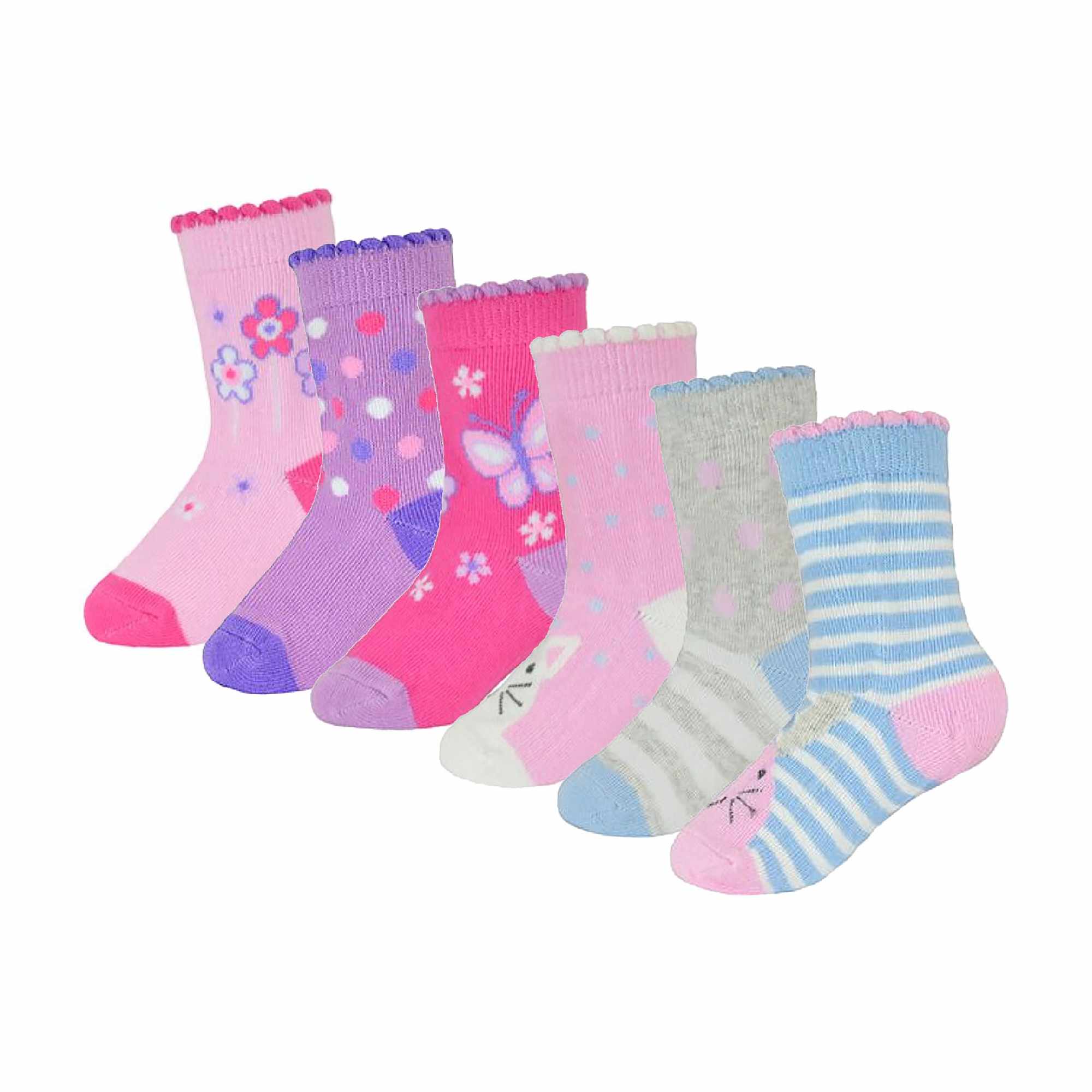 10 Pack Baby Girl Soft Cotton Colorful Non Slip Heel & Toe Socks